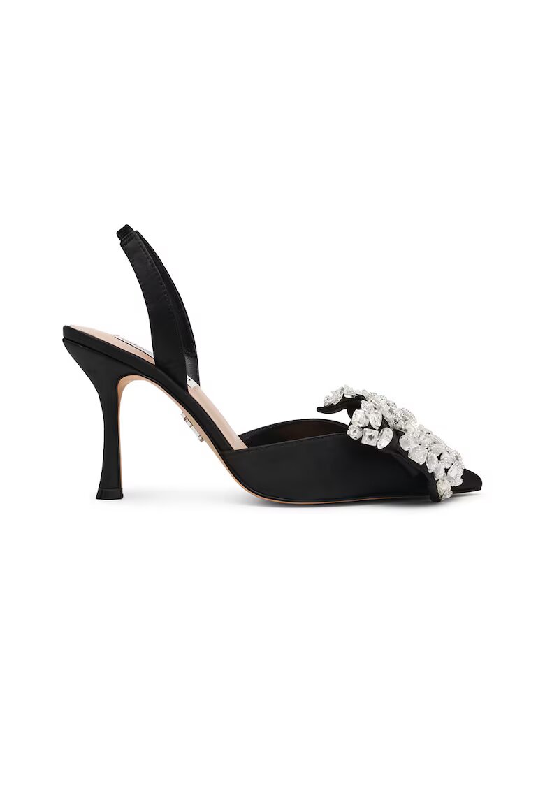 Steve Madden Сатенени обувки Lovie с декоратини камъни - Черен/Прозрачен