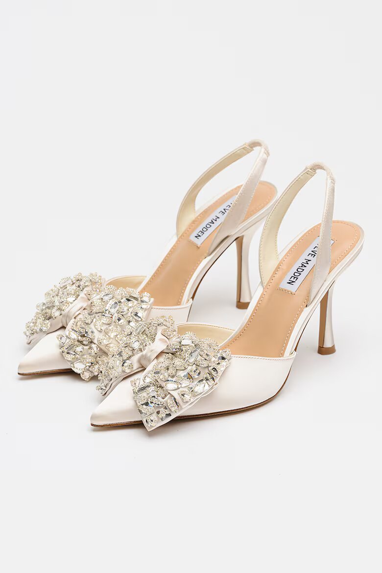 Steve Madden Сатенени обувки Lovie с декоратини камъни Слонова кост