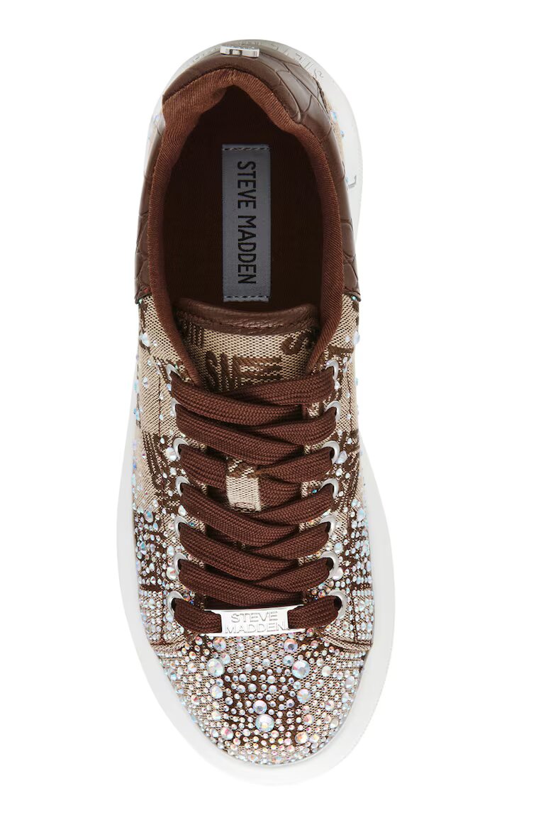 Steve Madden Скосени маратонки с декоративни камъни Златист Кафяв