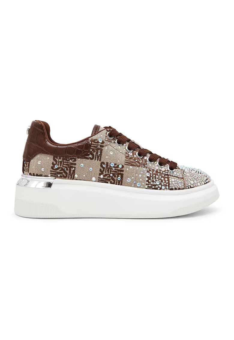 Steve Madden Скосени маратонки с декоративни камъни - Златист/Кафяв