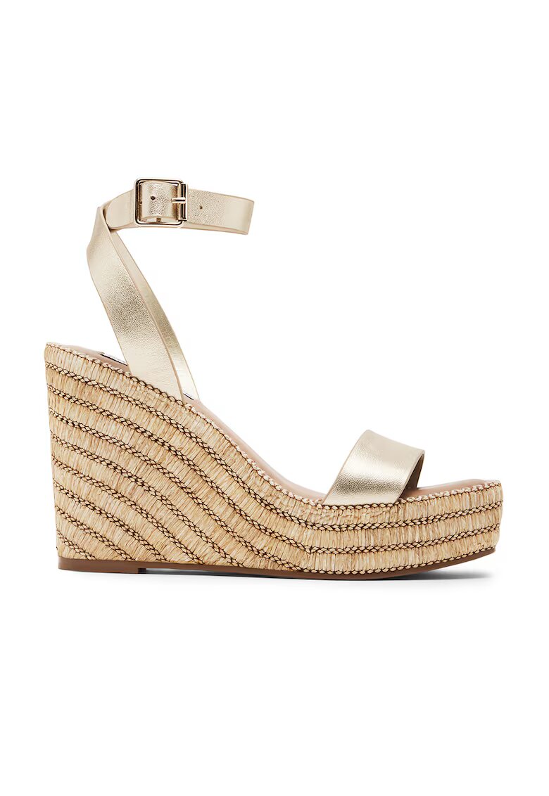 Steve Madden Скосени сандали от кожа и еко кожа - Златист/Бежов