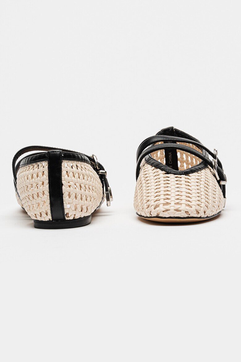 Steve Madden Сплетени пантофки Laney Mary Jane Черен/Светло бежово