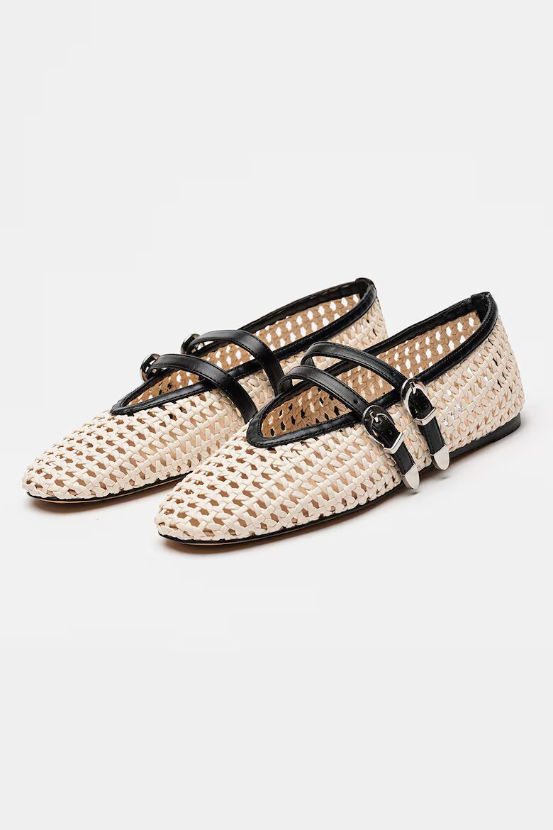 Steve Madden Сплетени пантофки Laney Mary Jane Черен/Светло бежово