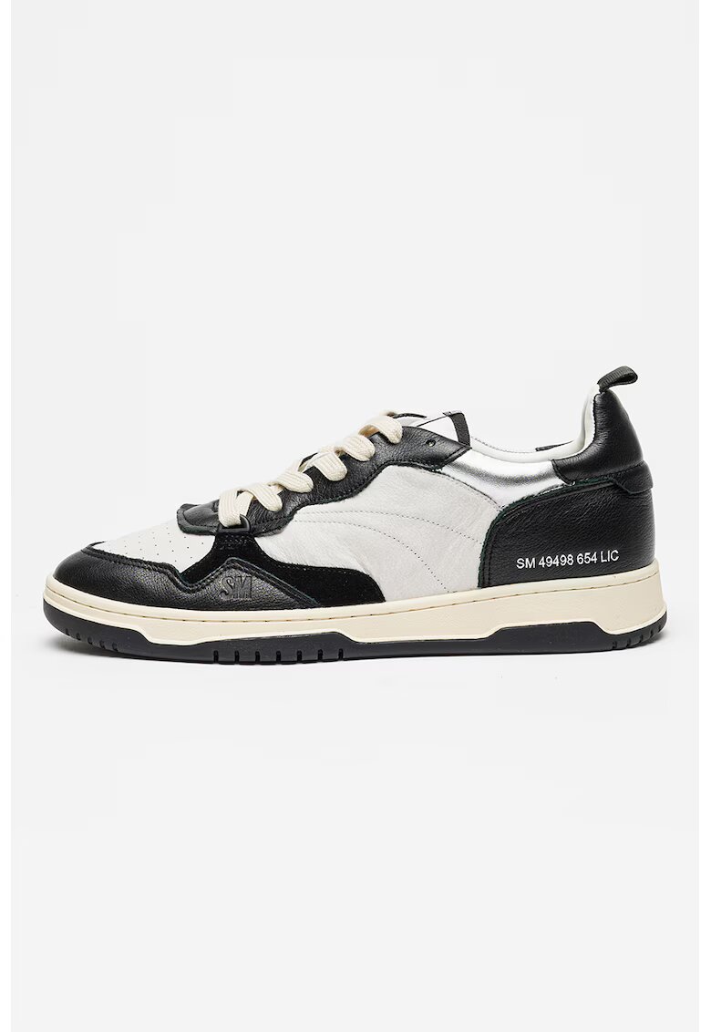 Steve Madden Спортни обувки Easton от кожа и велур - Мръснобял/Сребрист