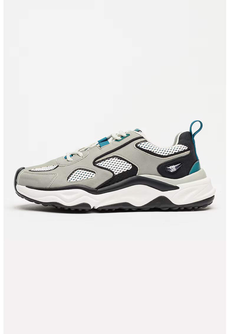 Steve Madden Спортни обувки Serpent с мрежести зони - Бял/Черен/Пепеляво сиво/Тъмнозелен