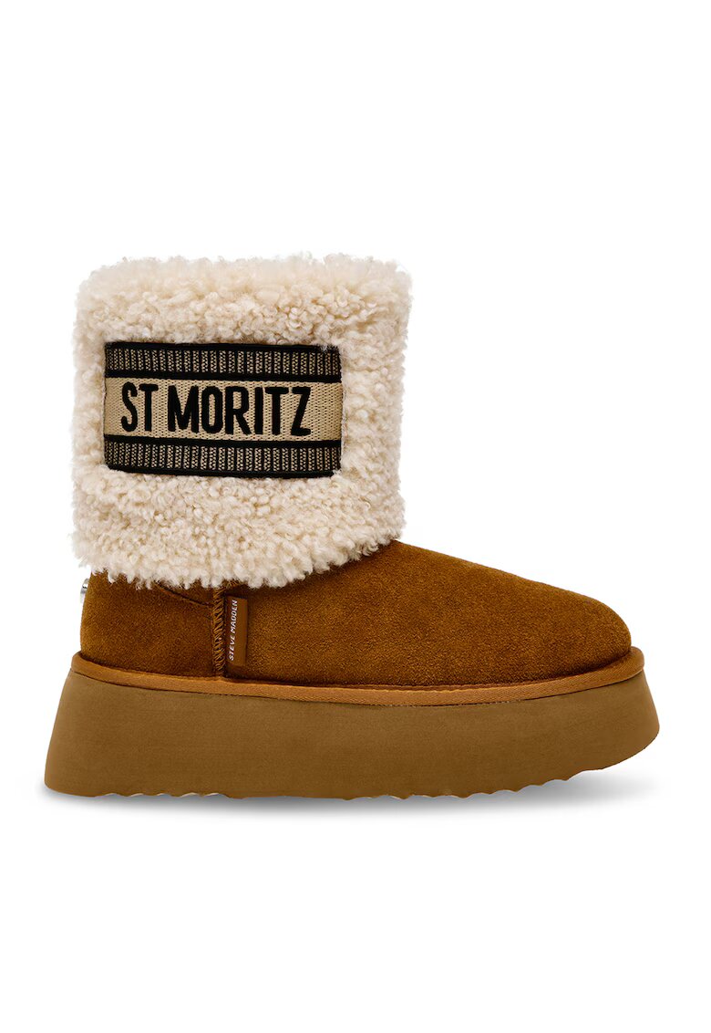 Steve Madden Велурени боти St Moritz - Коняк кафяв/Крем