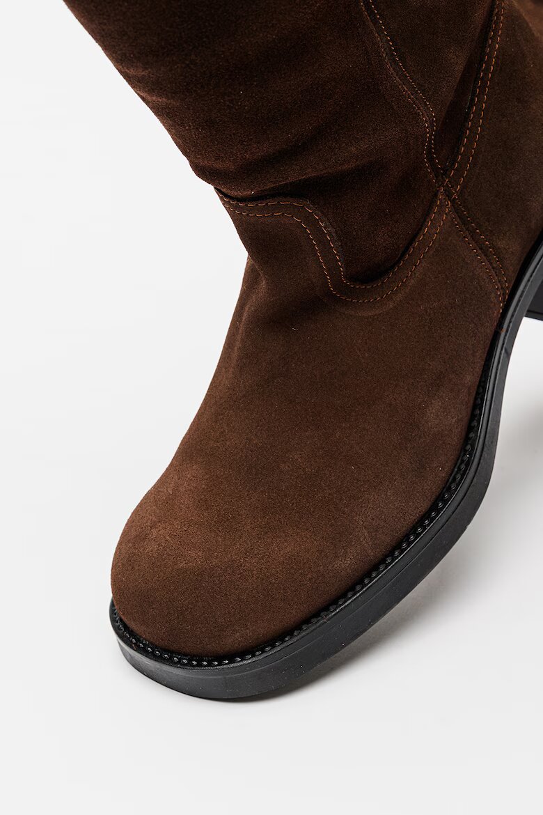 Steve Madden Велурени ботуши до коляното Banner Тъмнокафяв