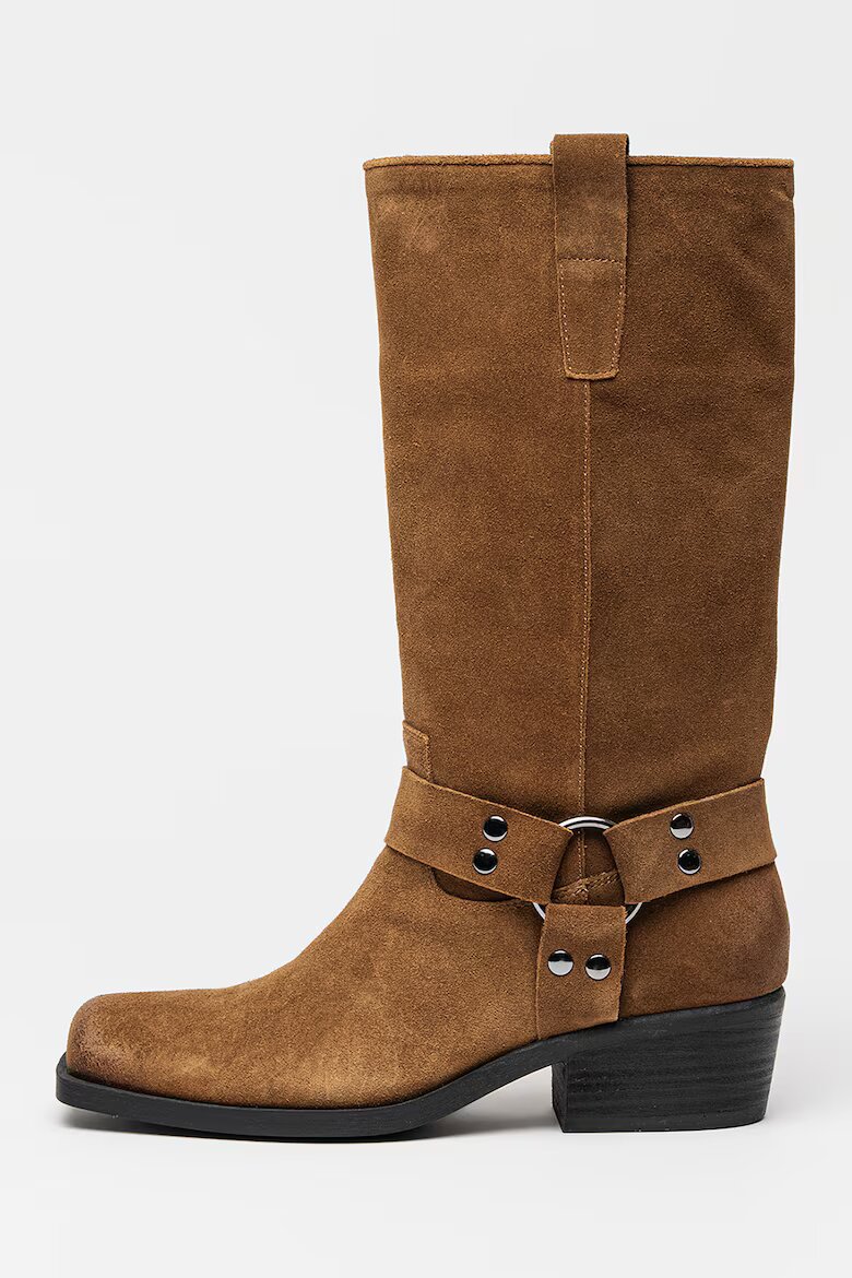 Steve Madden Велурени ботуши до прасеца Ruskin Светлокафяв