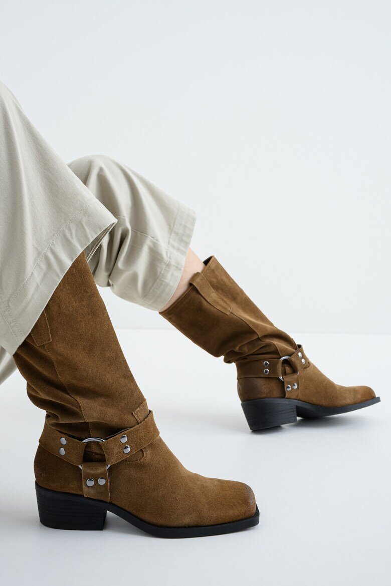 Steve Madden Велурени ботуши до прасеца Ruskin Светлокафяв