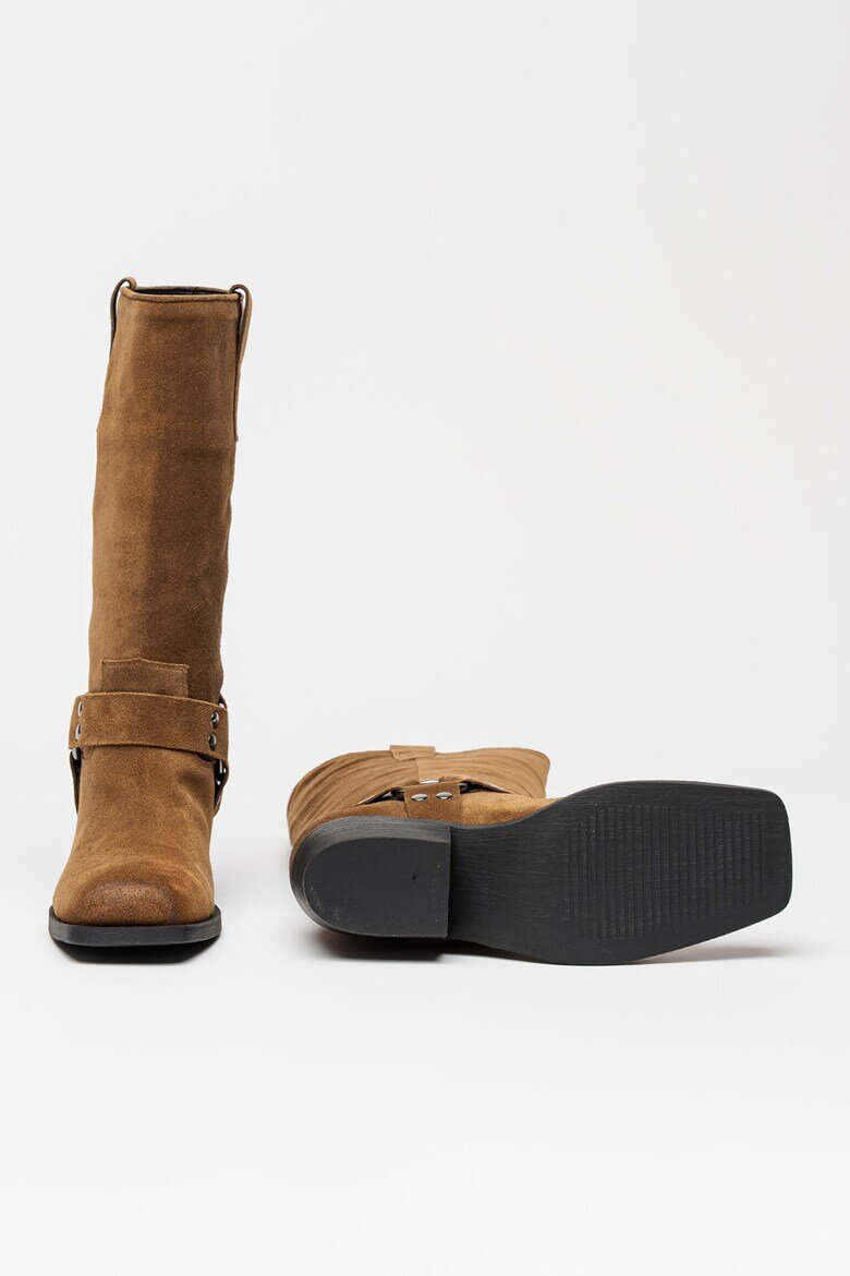 Steve Madden Велурени ботуши до прасеца Ruskin Светлокафяв