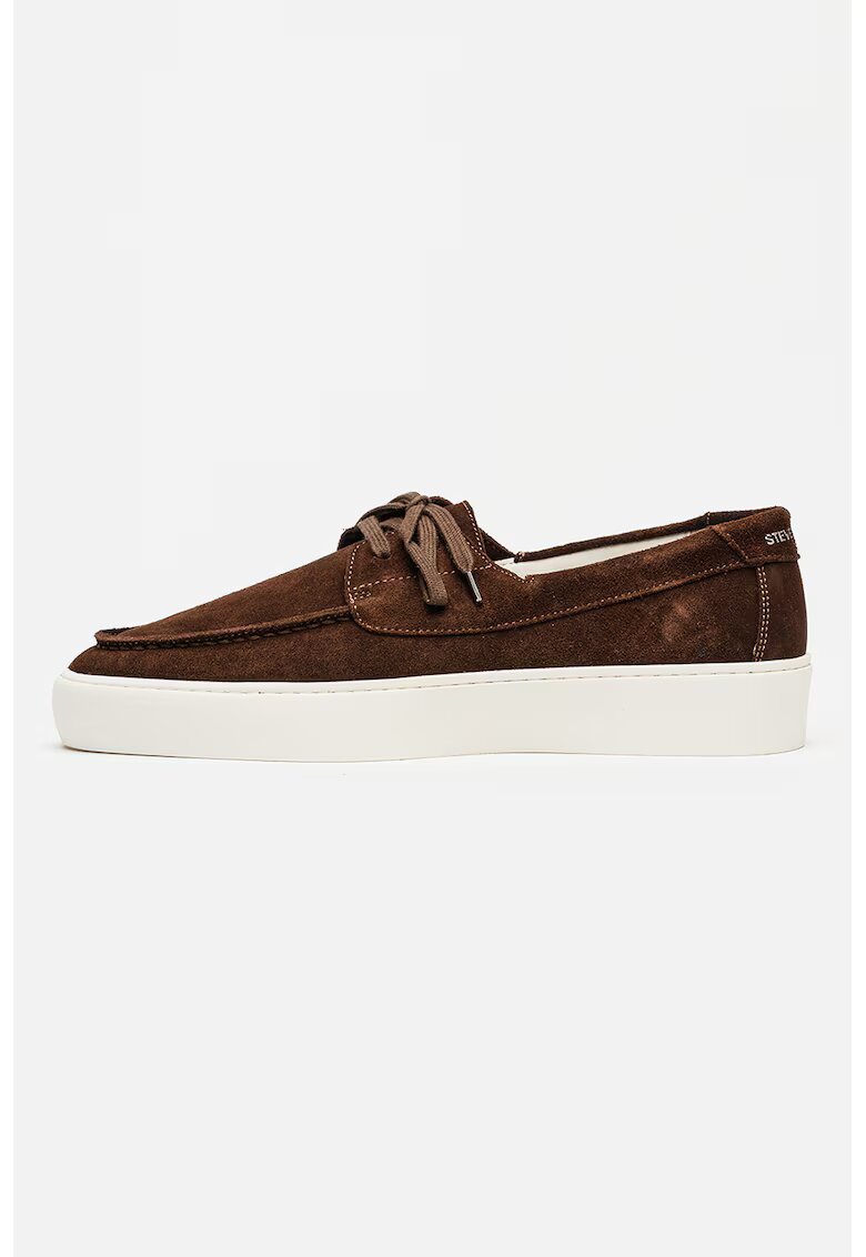 Steve Madden Велурени мокасини Leeway с лого - Тъмнокафяв
