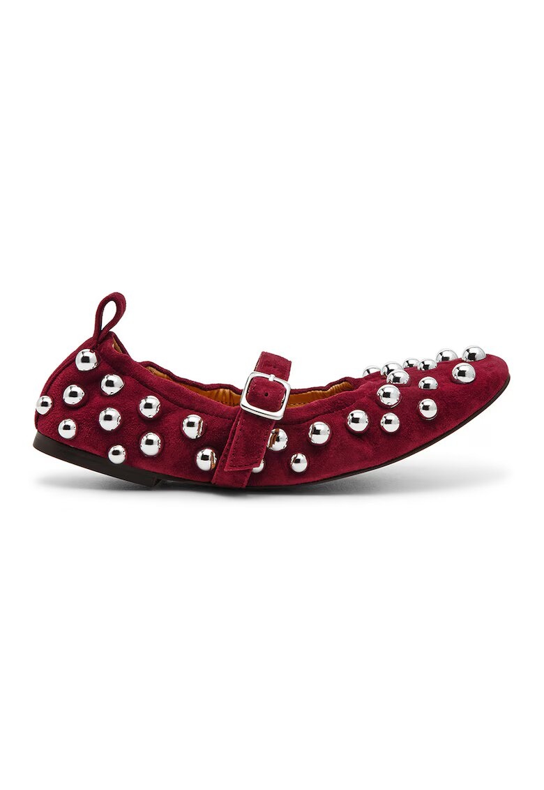 Steve Madden Велурени пантофки Sunrays Mary Janes с капси - Тъмночервен