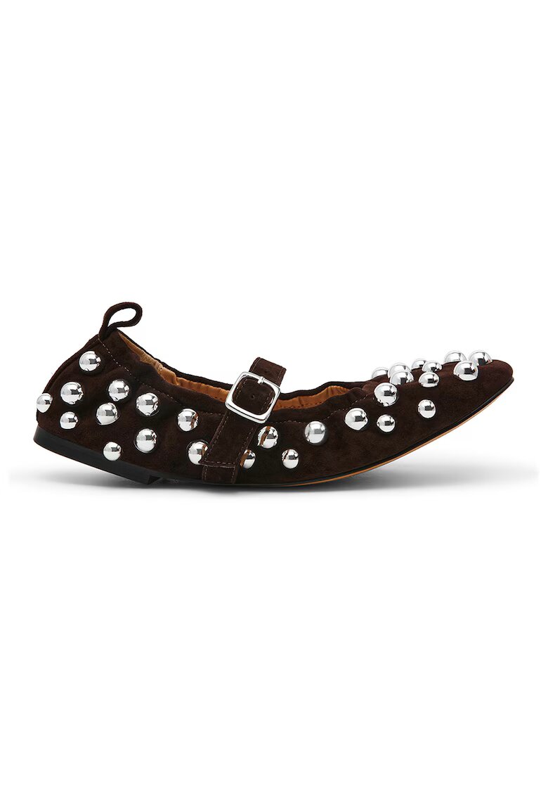 Steve Madden Велурени пантофки Sunrays Mary Janes с капси - Тъмнокафяв -