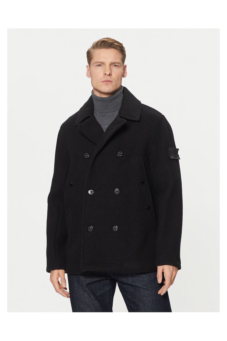 STONE ISLAND Мъжко палто черно вълна