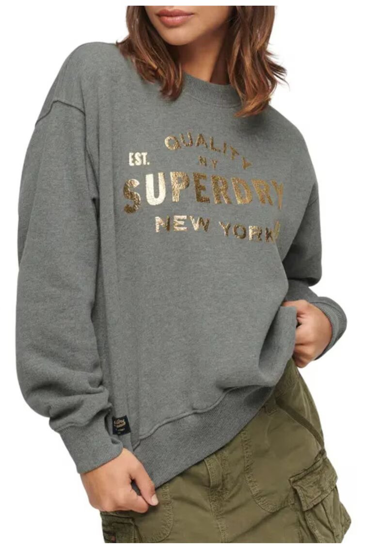 Superdry  Co Bluza sport cu logo cu maneci cazute - Сив