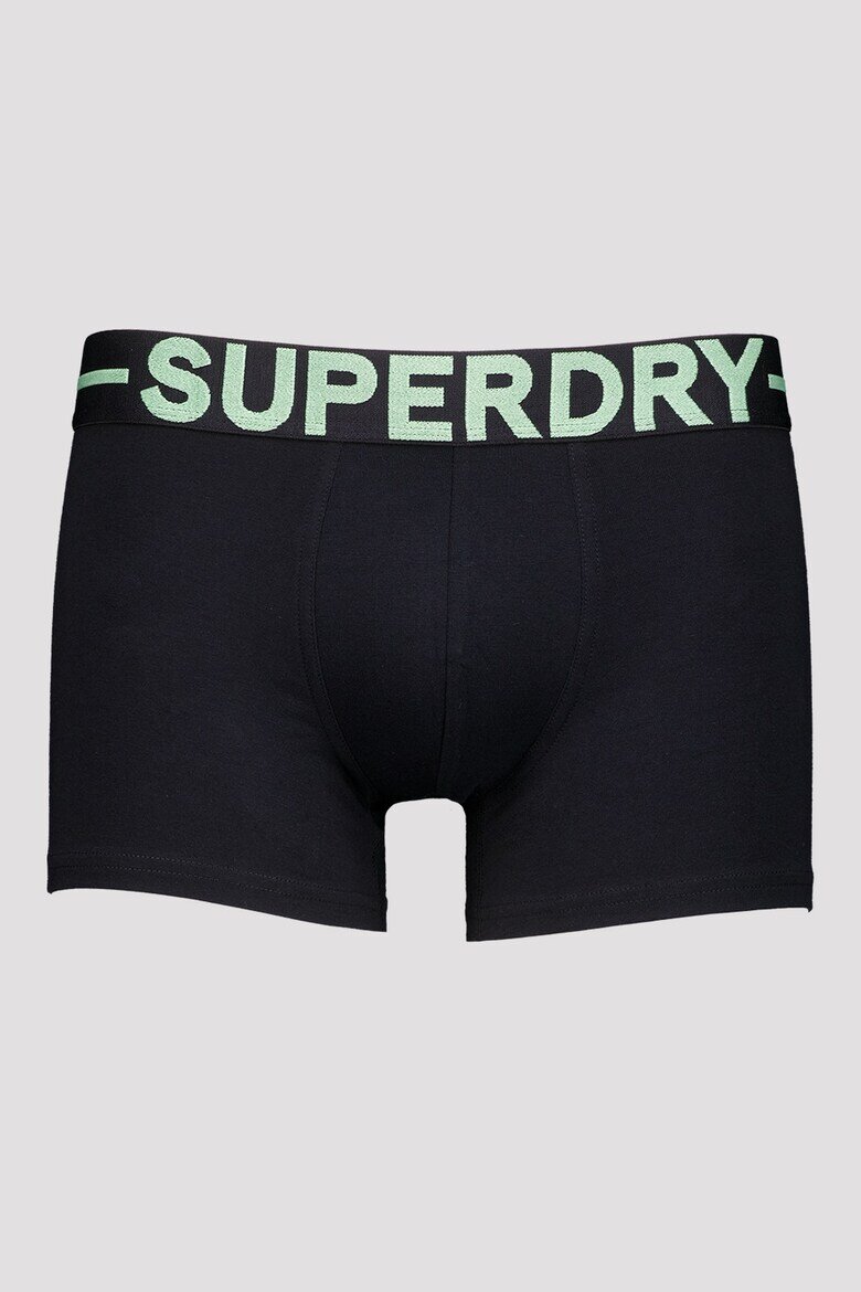 Superdry & Co Боксерки с лого на талията - 3 чифта Черен/Тъмнозелен/Ментово зелено