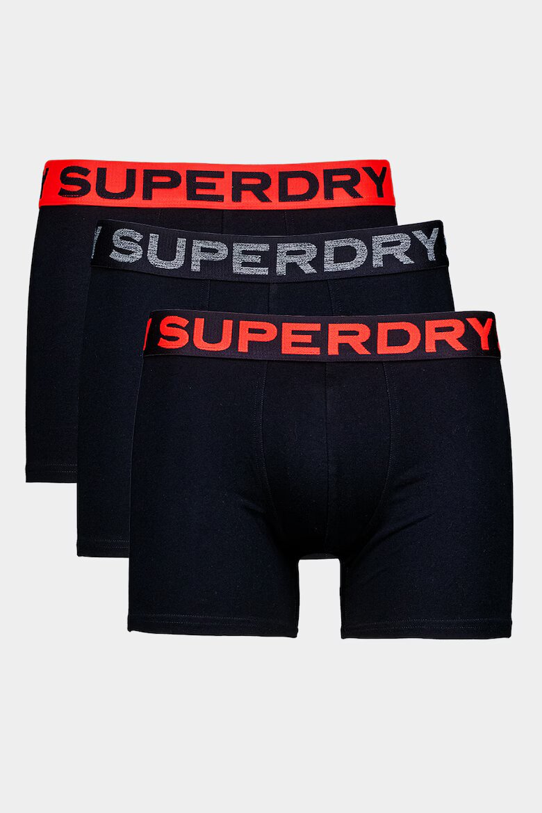 Superdry & Co Боксерки с памук с лого - 3 чифта Черен/Мандарина