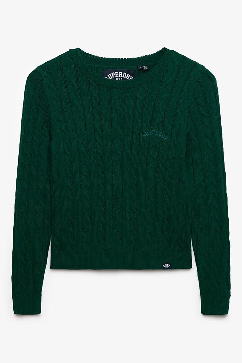 Superdry & Co Слим пуловер с плетка осморка Тъмнозелен