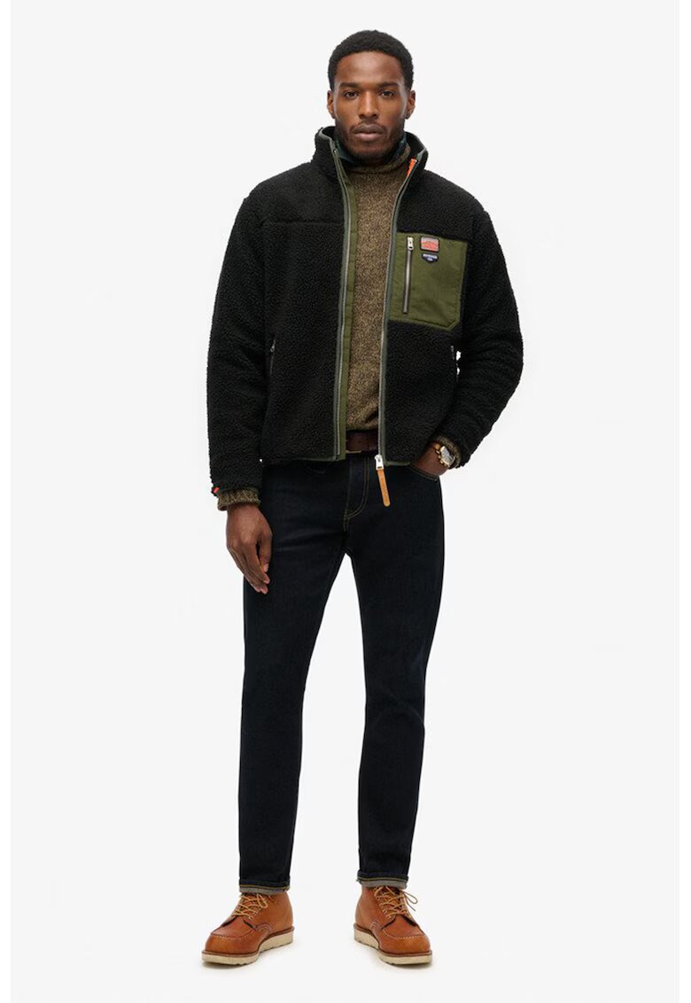 Superdry  Co SUPERDRY - Плюшено яке с цип - Зелен/Черен