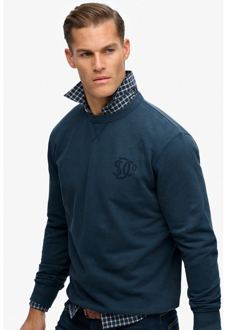 Superdry  Co SUPERDRY - Суитшърт с овално деколте и лого - Тъмносин