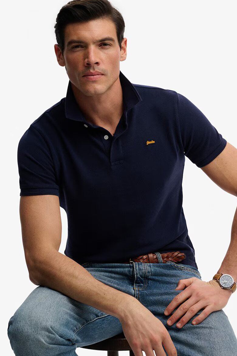 Superdry & Co Тениска с яка Ултрамарин синьо