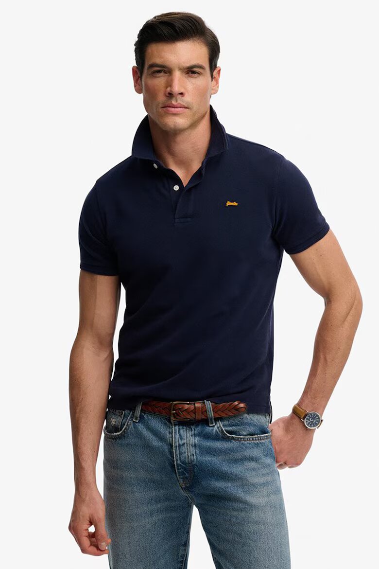 Superdry & Co Тениска с яка Ултрамарин синьо