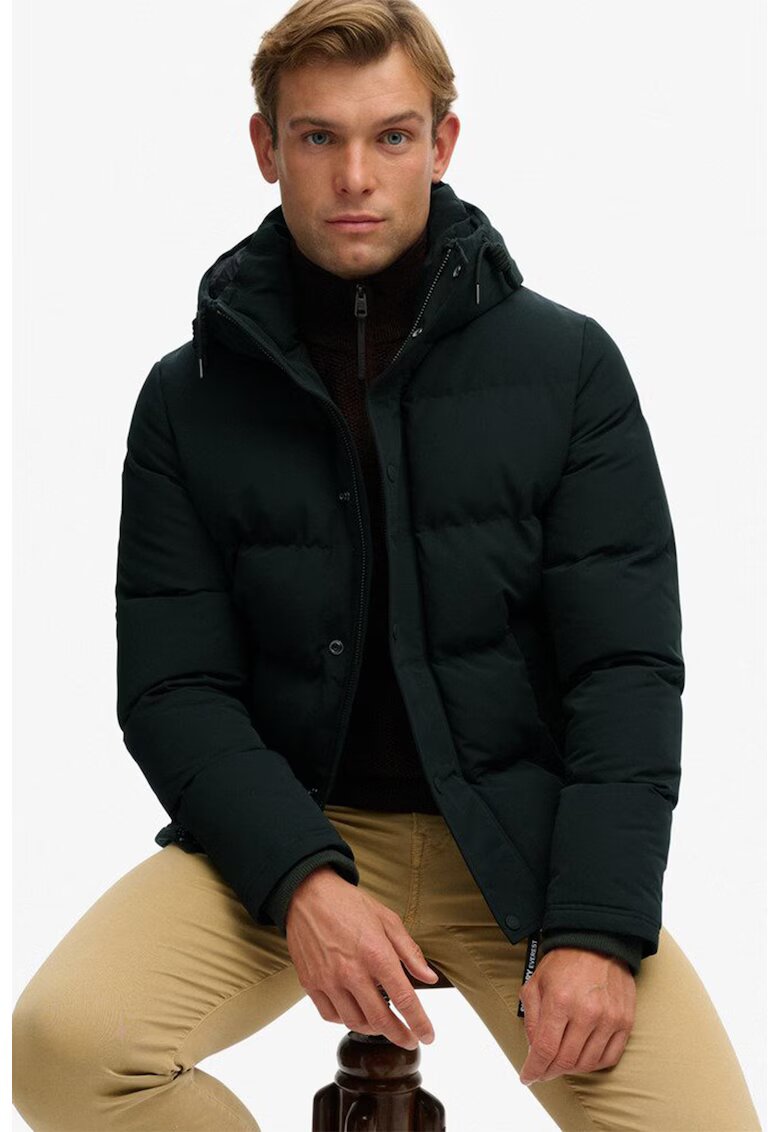 Superdry  Co Ватирано зимно яке Everest с качулка - Бледозелен