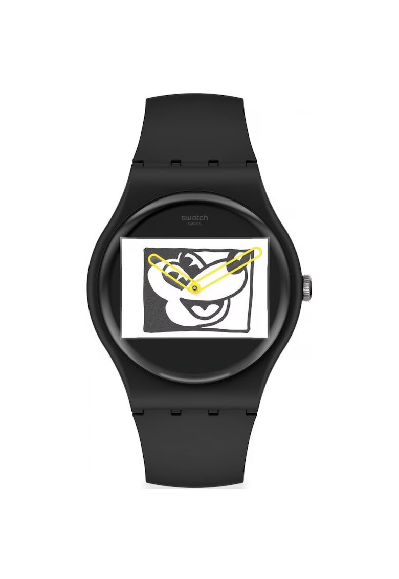 Swatch ﻿Часовник Keith Haring Mickey Blanc Sur Noir - SUOZ337