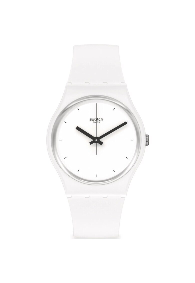 Swatch Мъжки часовник Think Time - кварцов механизъм - силиконова рамка - бял