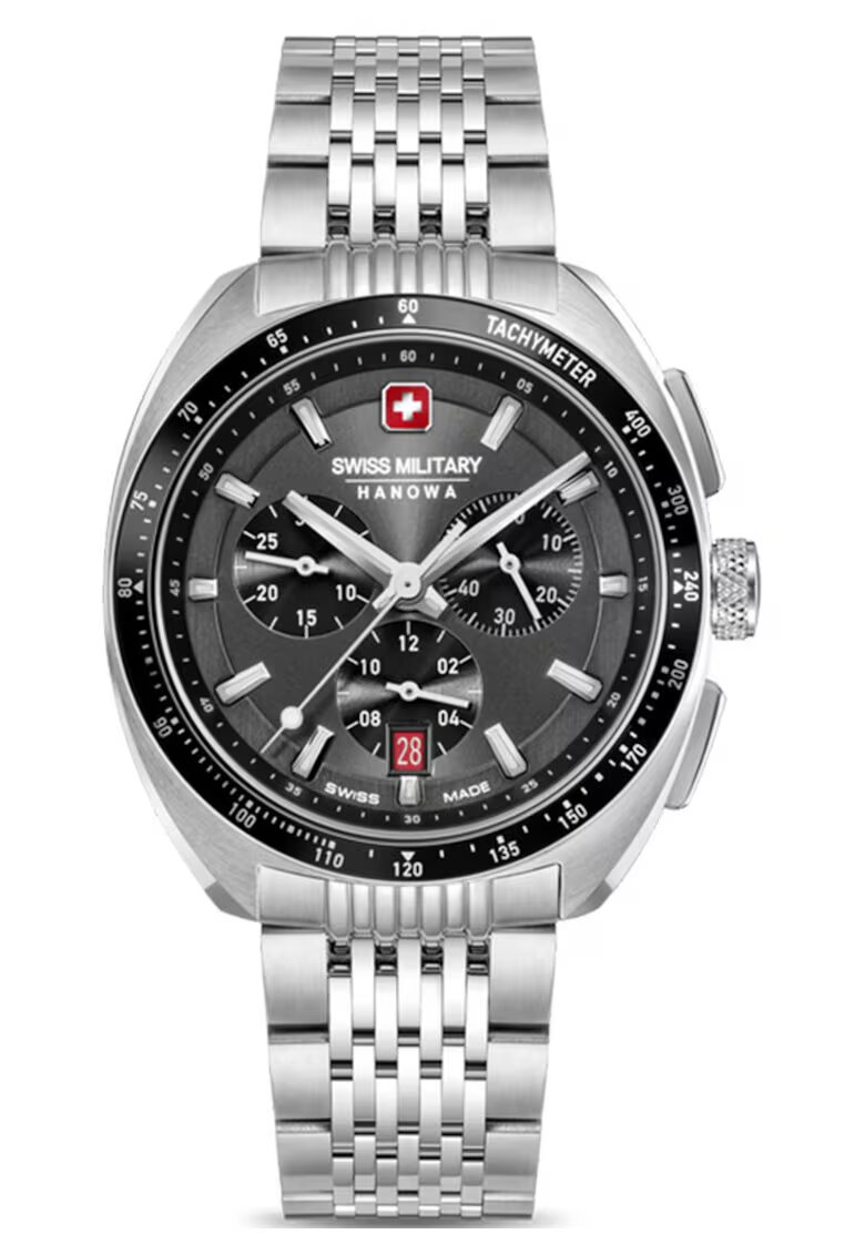 Swiss Military HANOWA Мъжки часовник Defender - водоустойчив до 30 м - кожена каишка - черен