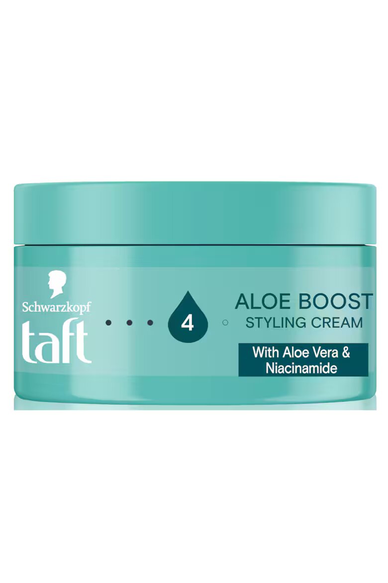 Taft Крем за коса Schwarzkopf Aloe Boost за оформяне Ниво на фиксация 4 Гладък и подхранващ крем за всички типове коса Предлага устойчивост и грижа Веган формула 100 мл