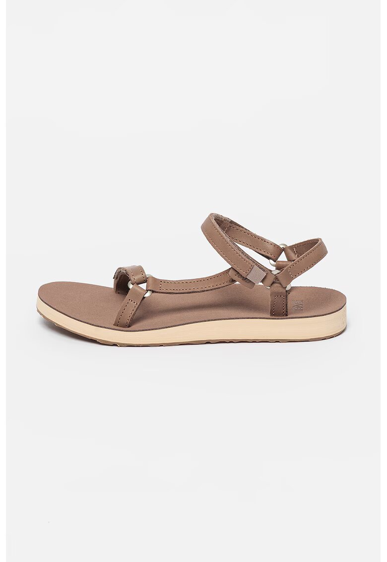 Teva Кожени сандали Original Universal Slim с велкро - Тъмнокафяв
