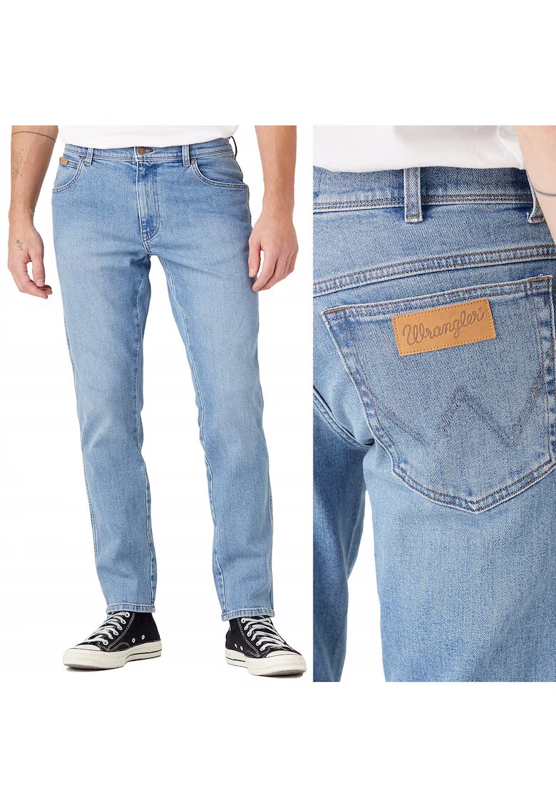 Texas Slim Мъжки дънки Wrangler сини - W30 L34 - вталена кройка - стеснени крачолища крачо при крачолите