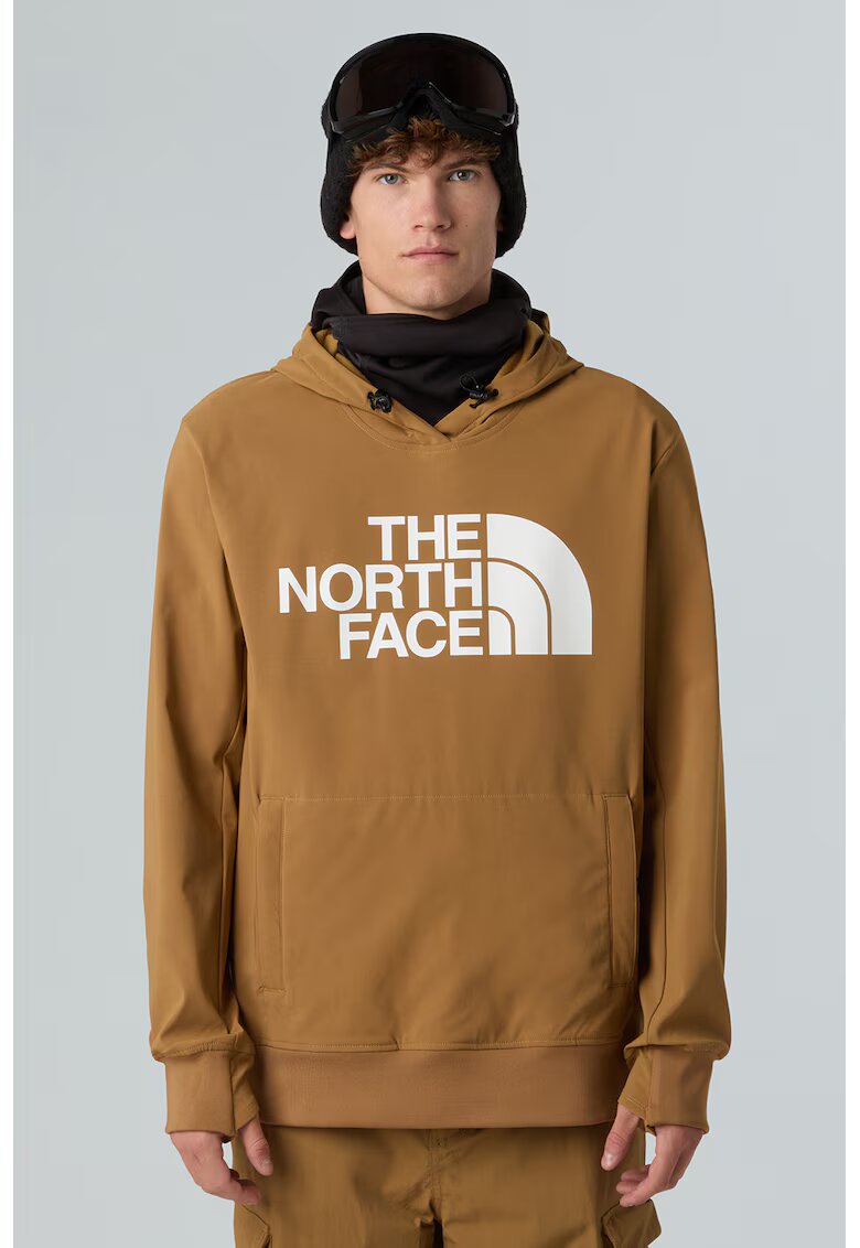 The North Face Худи с джоб кенгуру и лого - Бял/Канелено кафяво
