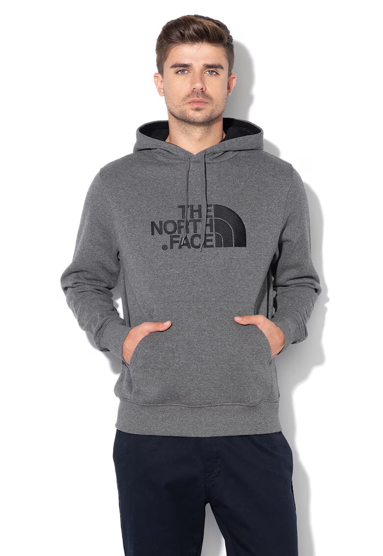 The North Face Суитшърт M Drew Peak с качулка и джоб кенгуру - Сив меланж