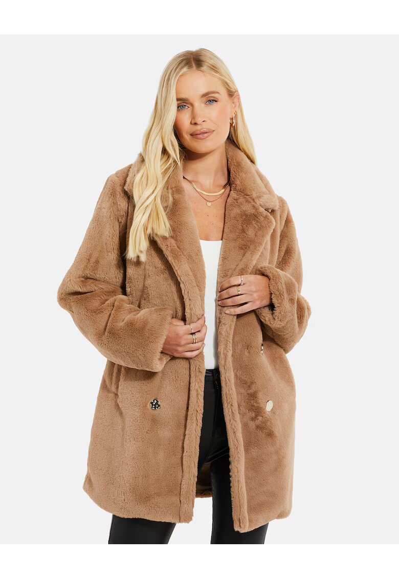 Threadbare Палто Wollmantel 5881 от еко пух - Светлокафяв