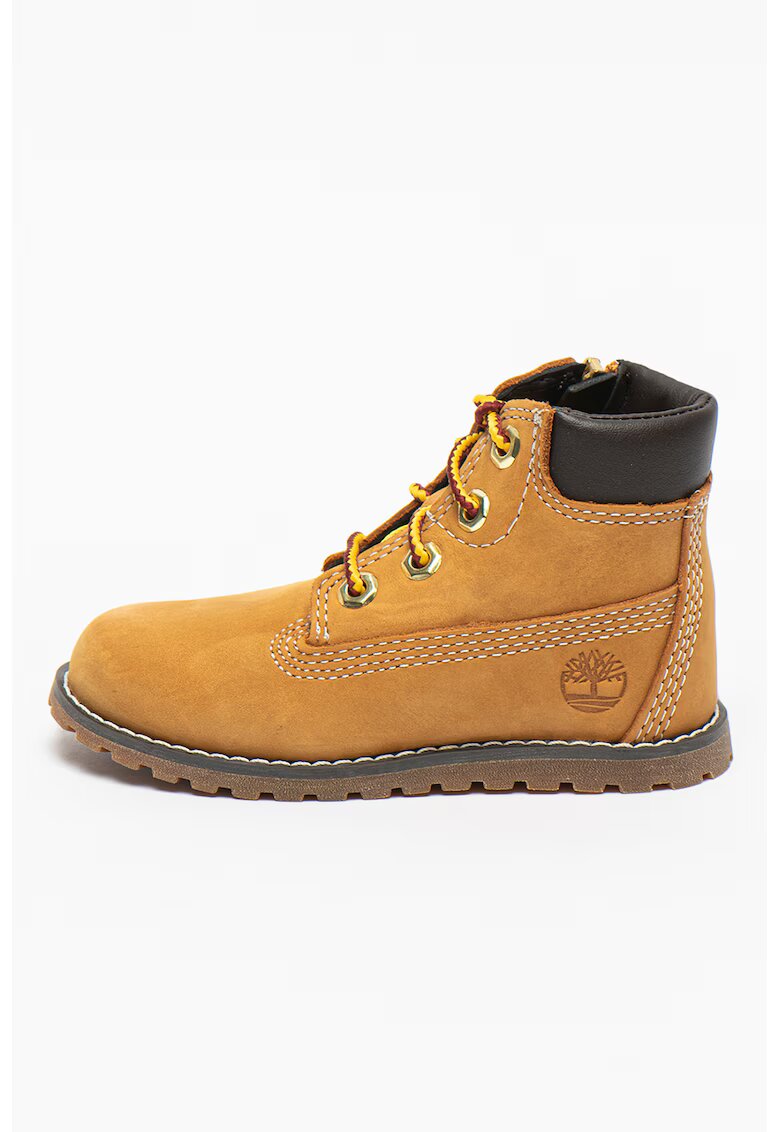 Timberland Боти Pokey Pine от набук - Тъмнокафяв/Тъмножълт
