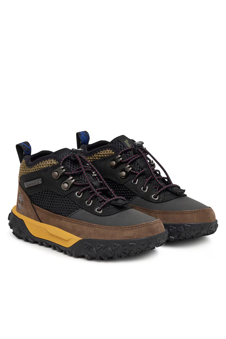 Timberland Ботуши за момчета естествена кожа Черен/Кафяв