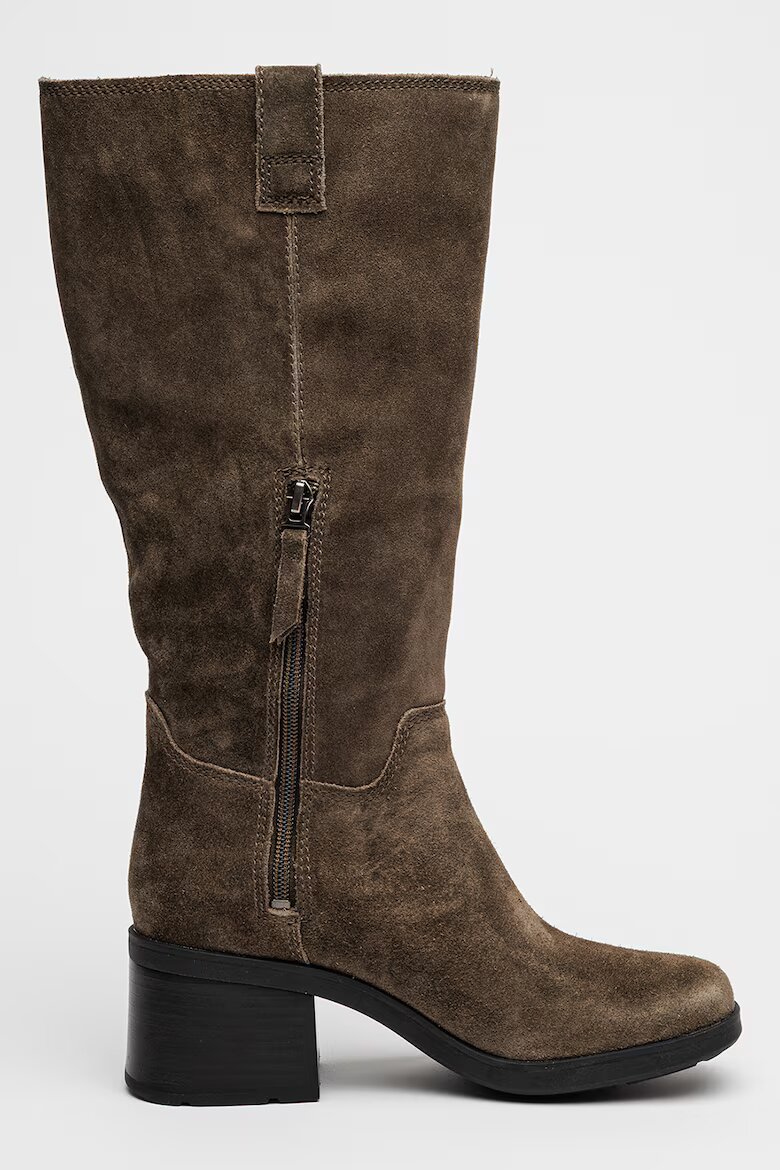 Timberland Кожени дълги ботуши Bellevaux с масивен ток Тъмно каки