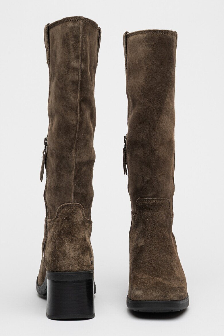 Timberland Кожени дълги ботуши Bellevaux с масивен ток Тъмно каки