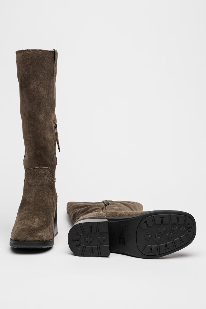 Timberland Кожени дълги ботуши Bellevaux с масивен ток Тъмно каки