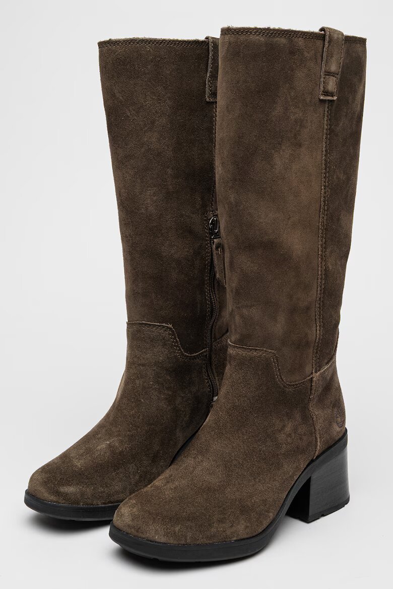 Timberland Кожени дълги ботуши Bellevaux с масивен ток Тъмно каки