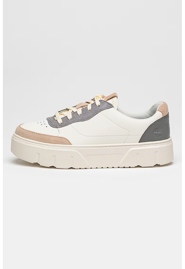 Timberland Кожени спортни обувки Laurel Court с велур - Бял/Tъмносив