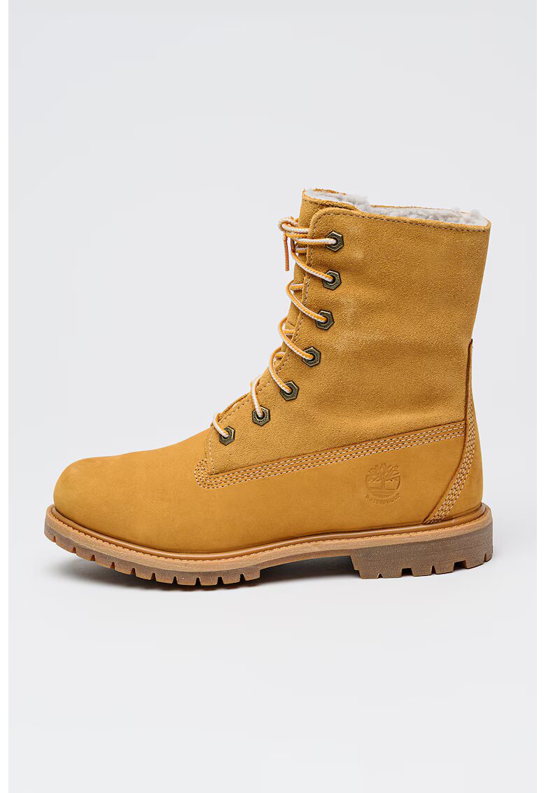 Timberland Непромокаеми боти от кожа с плюшена вата - Камел