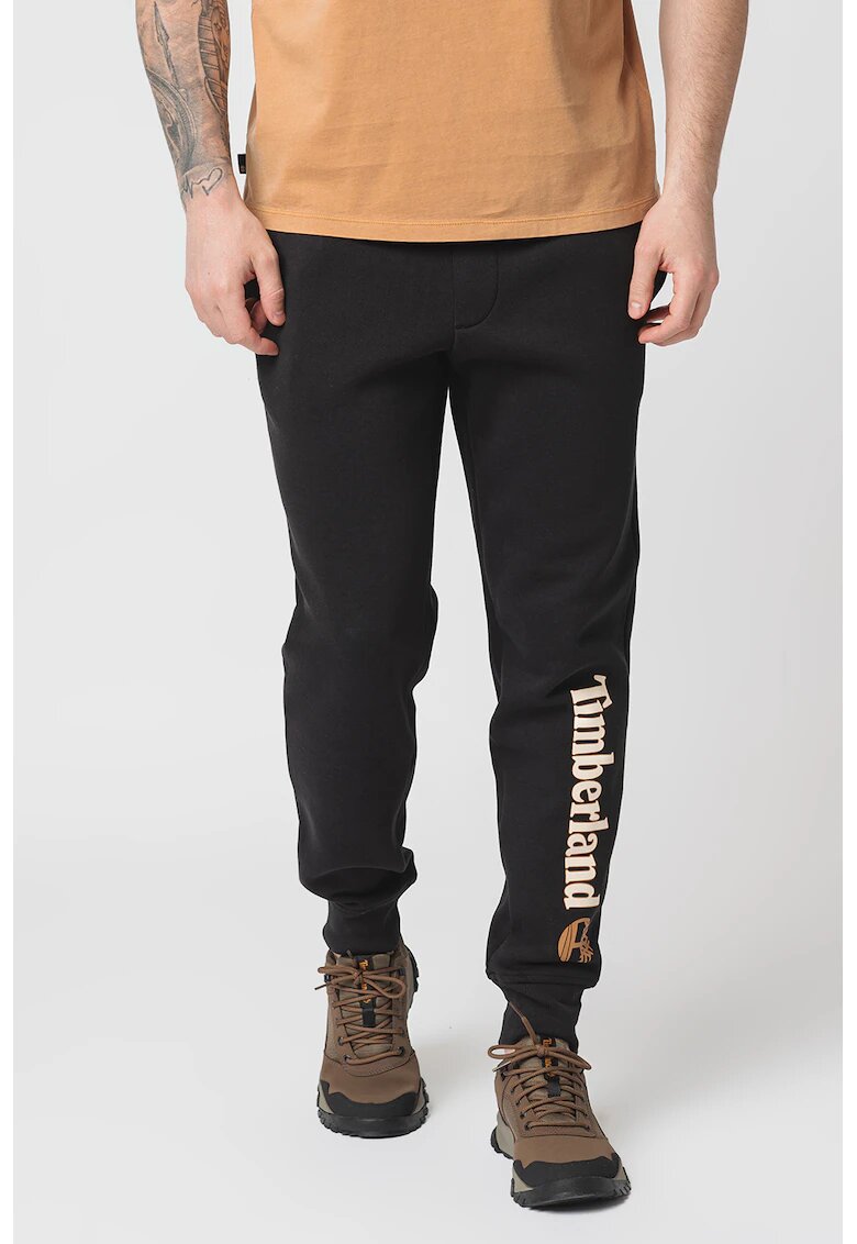 Timberland Спортен панталон със средна талия и връзка - Черен/Кафяв