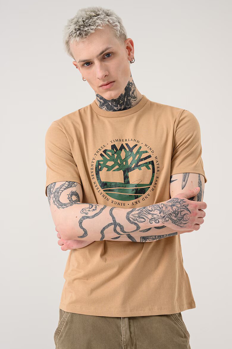 Timberland Тениска с принт Светлокафяв