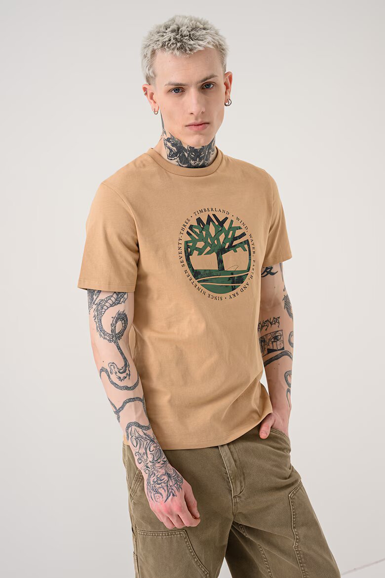 Timberland Тениска с принт Светлокафяв