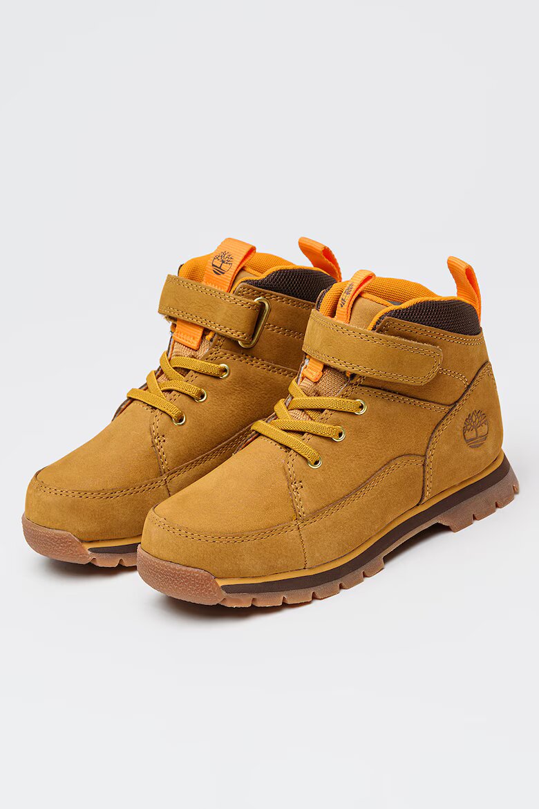Timberland Велурени боти Euro Rock с велкро Канелено кафяво