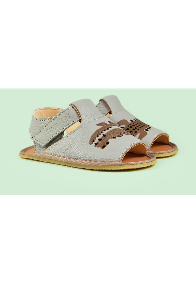 TINY TOES Сандали Barefoot от естествена кожа - Gator - Сиви