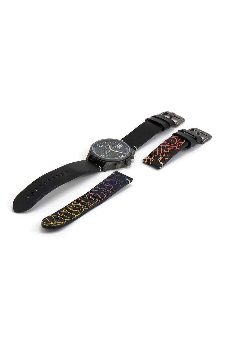 Tissot Часовник с хронограв и сменяеми каишки Черен